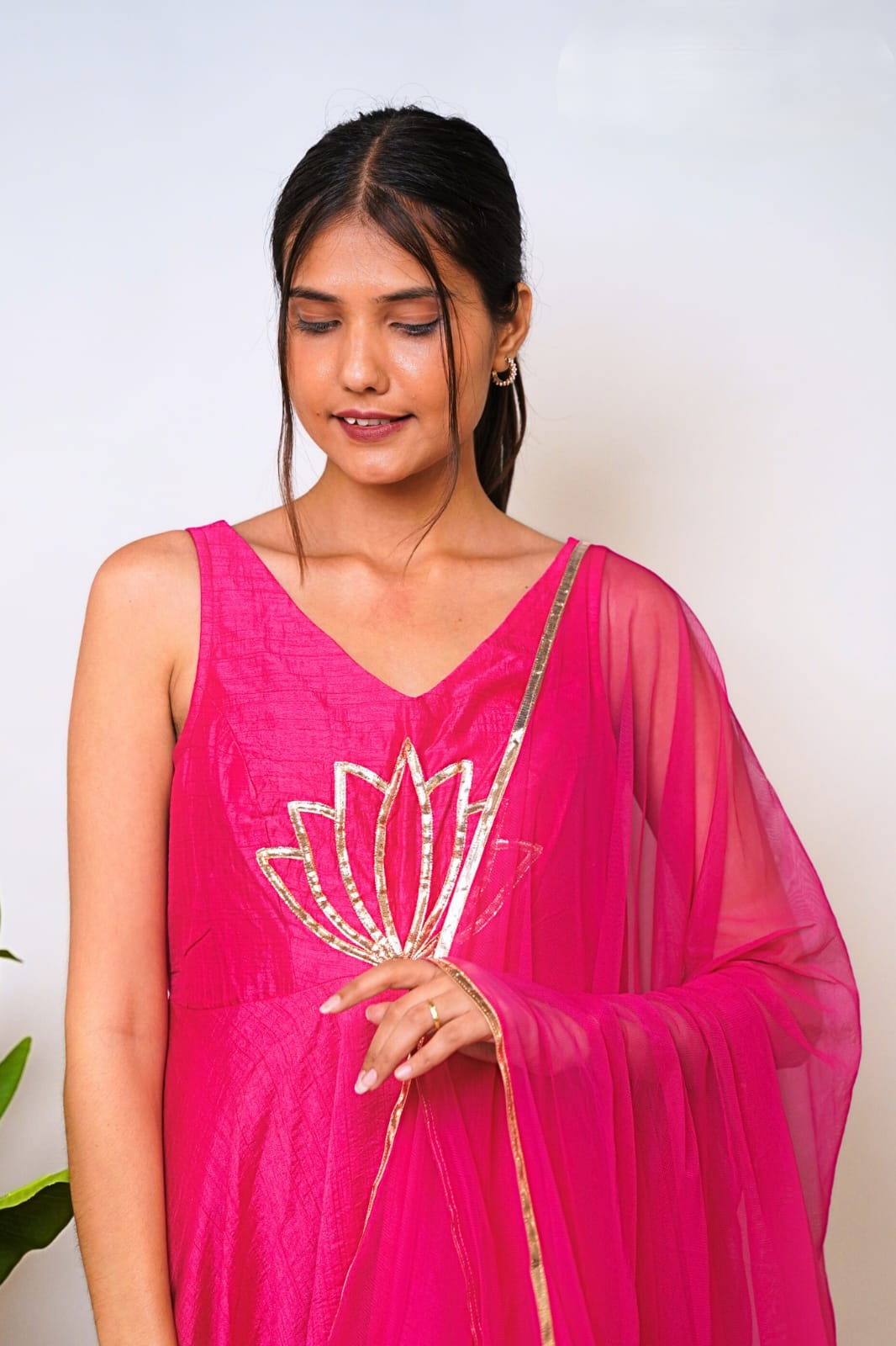 Pink Sleeveless Anarkali Dress with Dupatta – view 2